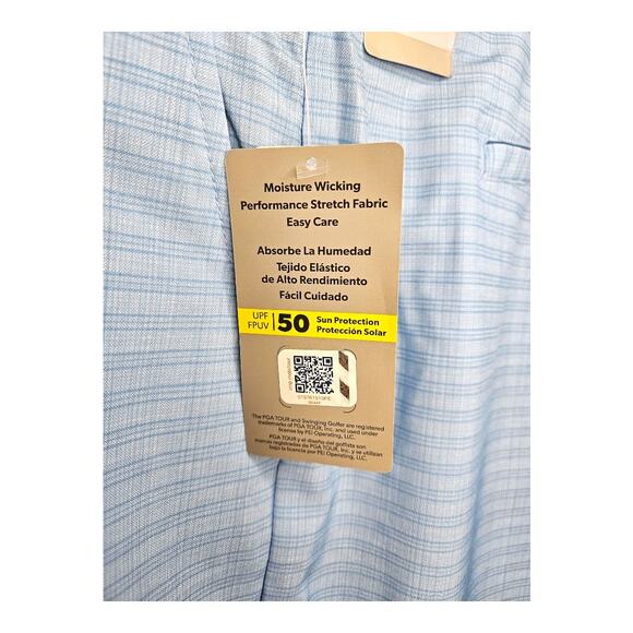 NEW Men's PGA Tour Active Gripper Waistband Golf Shorts Plaid Blue (Size: 40) - Picture 4 of 7